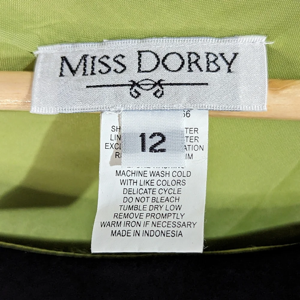 Miss Dorby black fit & flare dress bright green floral print sleeveless Size 12